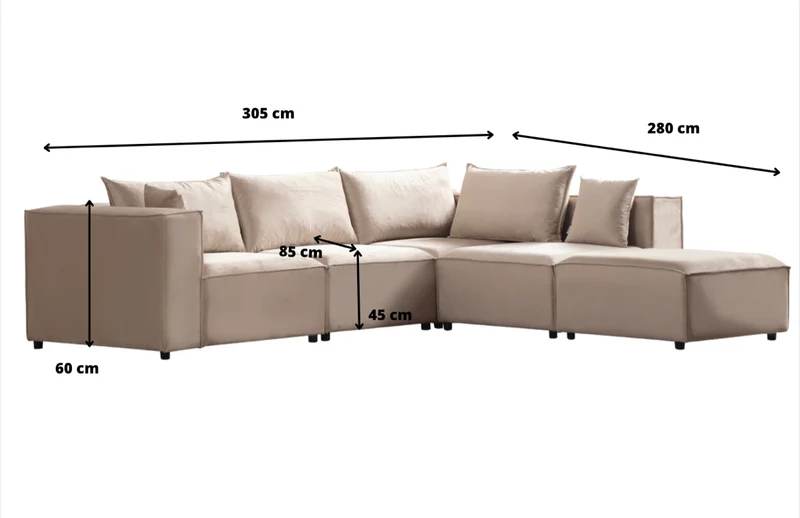 Canapé Élégance Velours Modulable 4 + 1