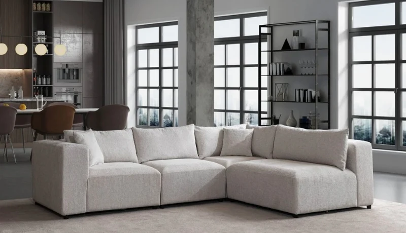 Canapé Azra Modulable Chenille Blanc cassé