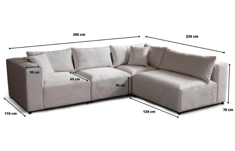 Canapé Azra Modulable Chenille Blanc cassé