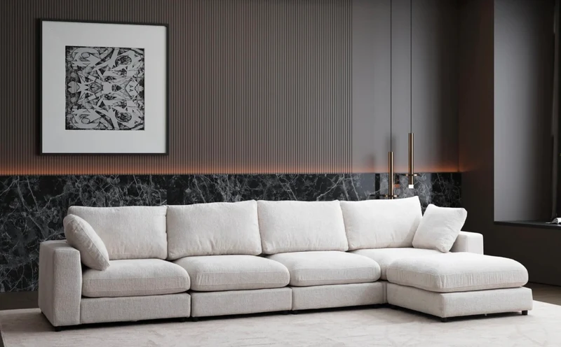 Canapé Julia Modulable chenille 4+1 pouf