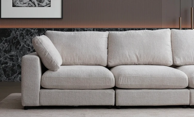 Canapé Julia Modulable chenille 4+1 pouf