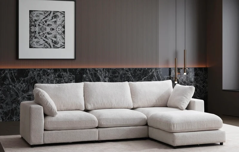 Canapé Julia Modulable Chenille 3+1 pouf