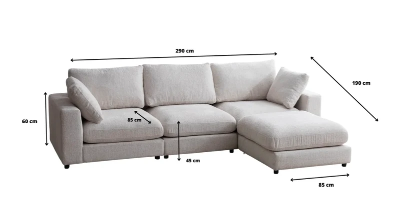 Canapé Julia Modulable Chenille 3+1 pouf