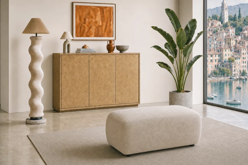 PORTOFINO POUF - Petit velours côtelé
