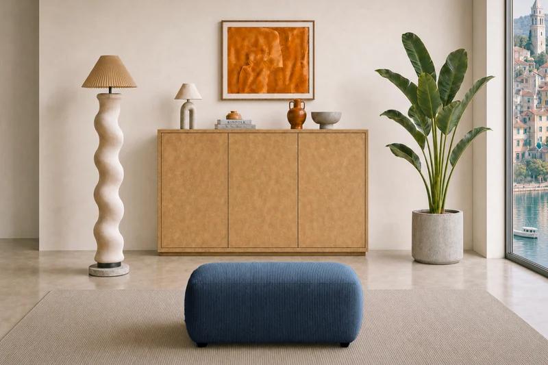 PORTOFINO POUF - Petit velours côtelé