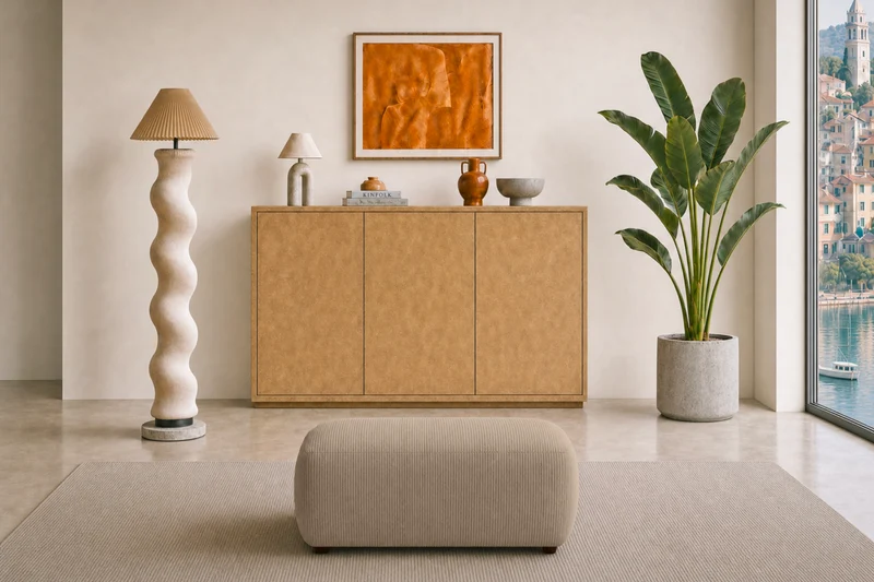 PORTOFINO POUF - Petit velours côtelé