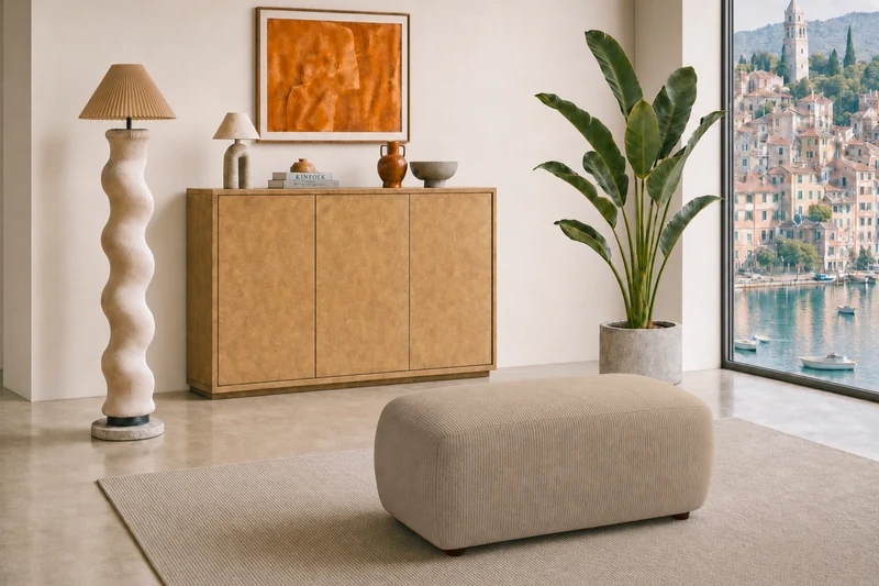 PORTOFINO POUF - Petit velours côtelé