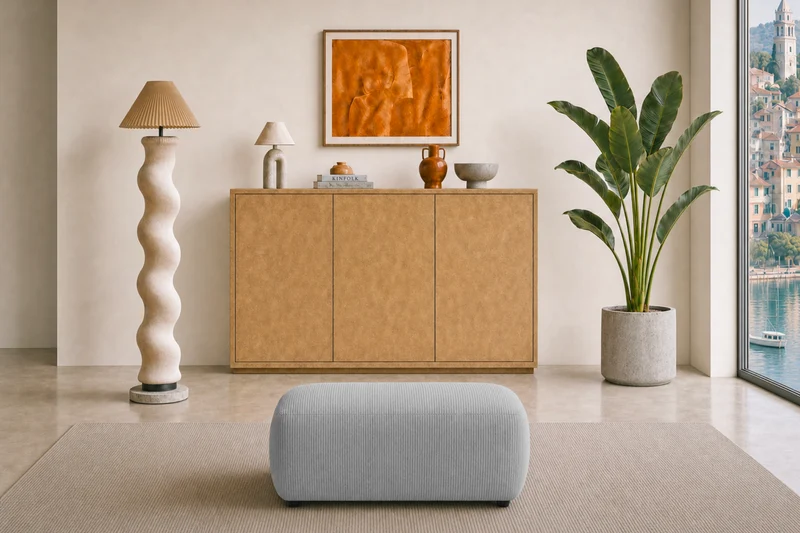 PORTOFINO POUF - Petit velours côtelé