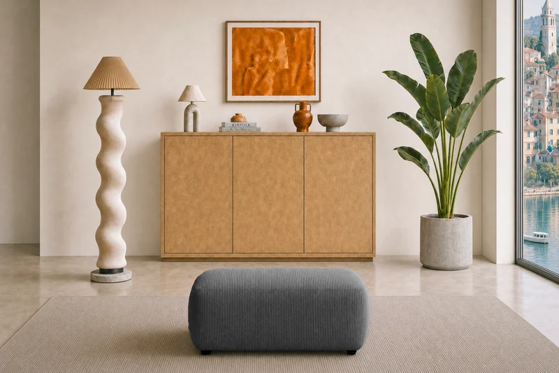 PORTOFINO POUF - Petit velours côtelé