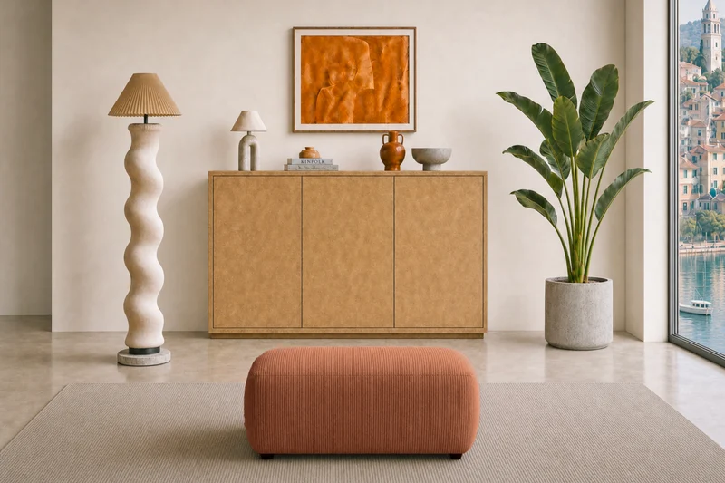PORTOFINO POUF - Petit velours côtelé