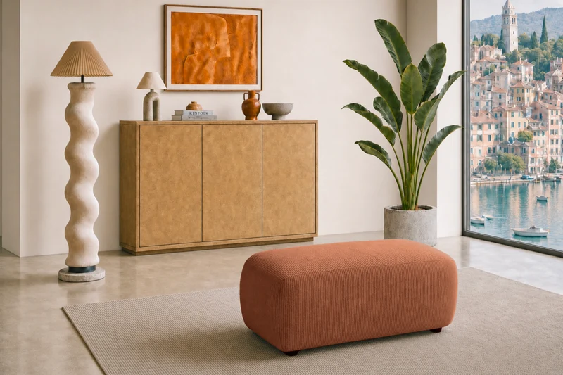 PORTOFINO POUF - Petit velours côtelé