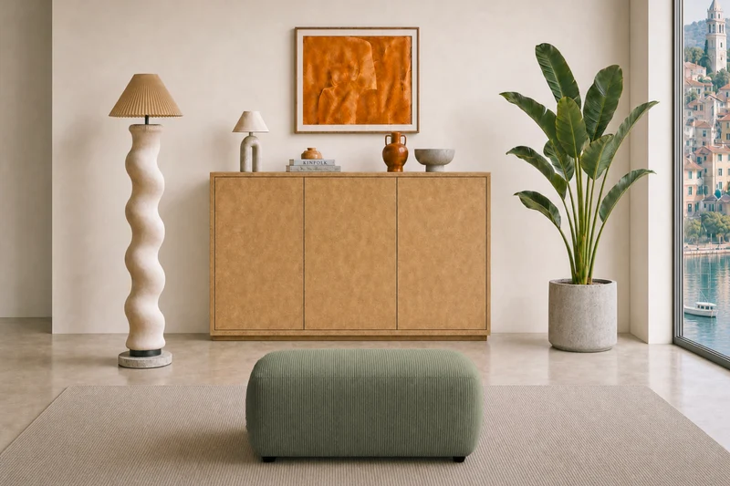 PORTOFINO POUF - Petit velours côtelé