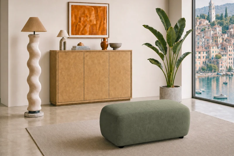 PORTOFINO POUF - Petit velours côtelé