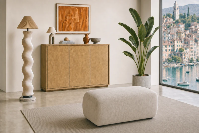 PORTOFINO POUF - Tissu chenille