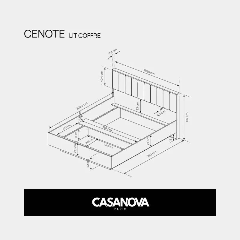 CENOTE - Ensemble Lit & Tables de chevet