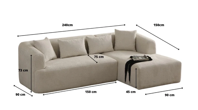 Canapé d'Angle Ela Velours Beige