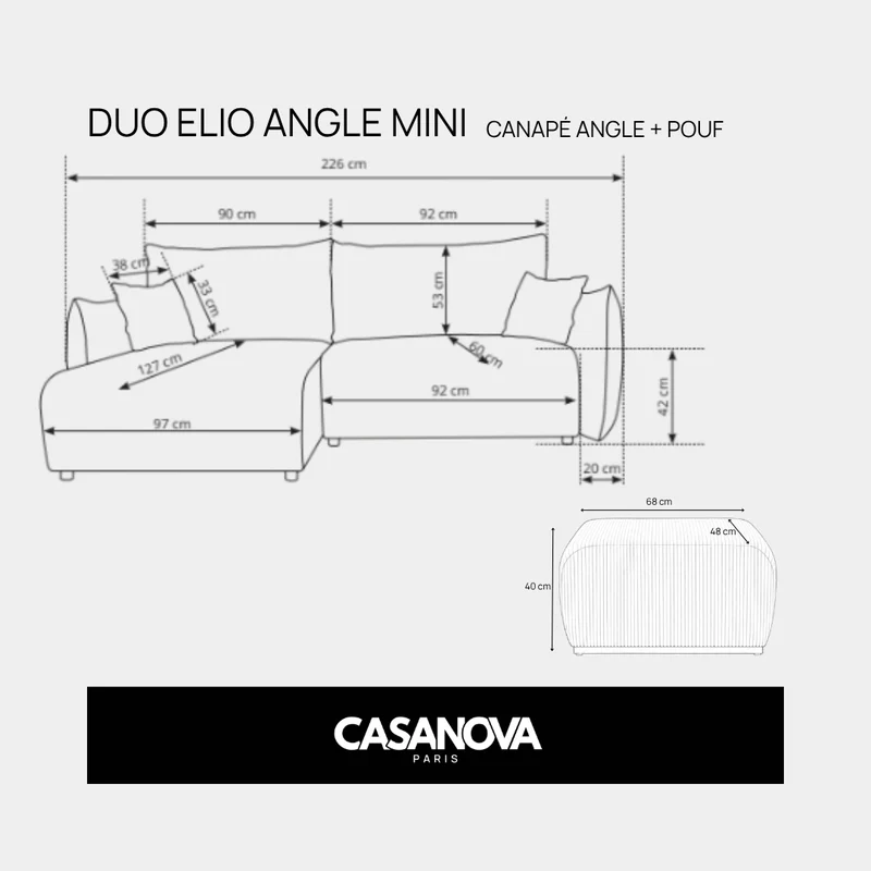 DUO ELIO ANGLE MINI - Tissu bouclette