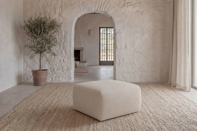 ELIO MINI POUF - Petit velours côtelé