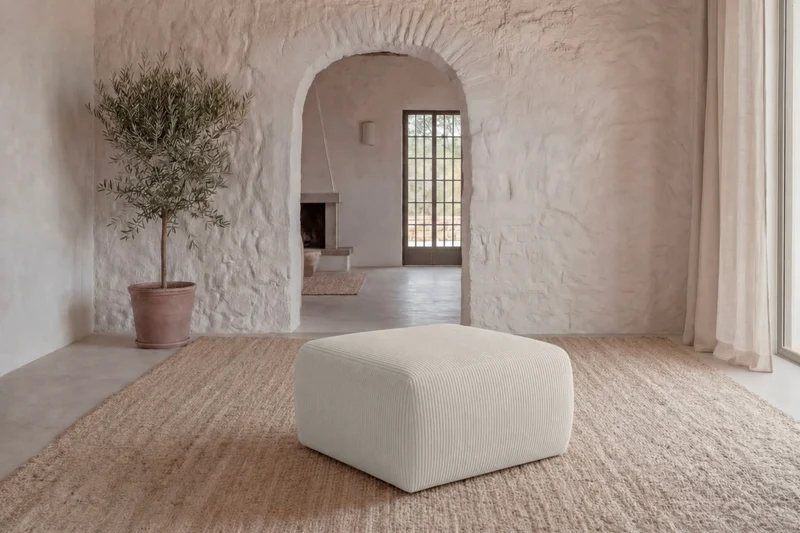 ELIO MINI POUF - Petit velours côtelé