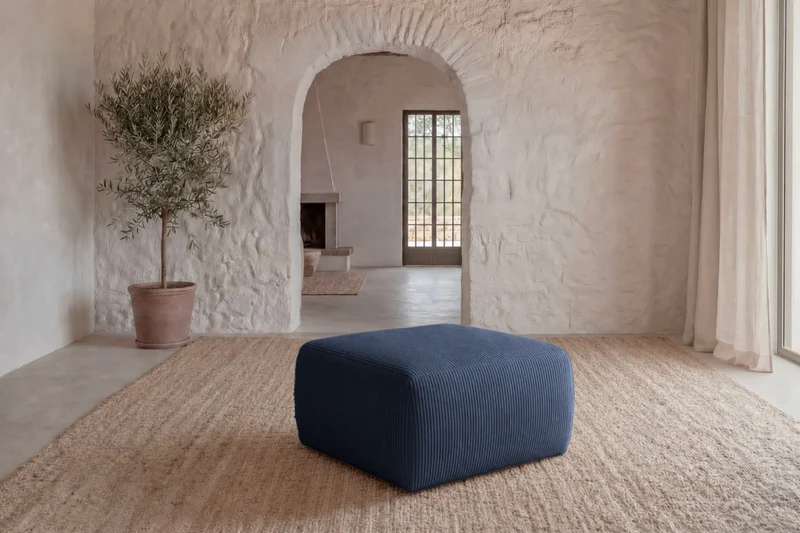 ELIO MINI POUF - Petit velours côtelé