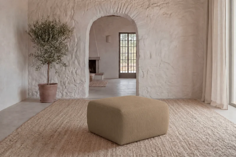 ELIO MINI POUF - Petit velours côtelé