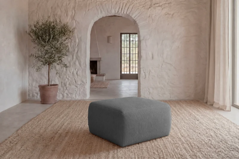 ELIO MINI POUF - Petit velours côtelé