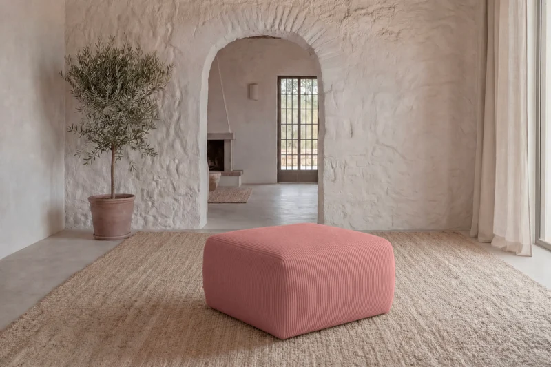 ELIO MINI POUF - Petit velours côtelé