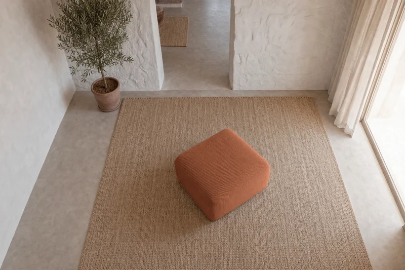 ELIO MINI POUF - Petit velours côtelé