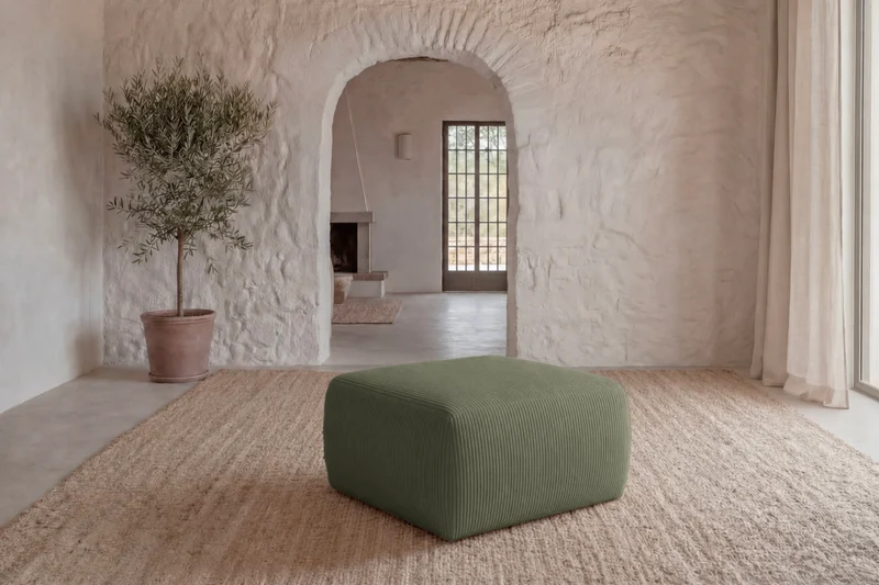 ELIO MINI POUF - Petit velours côtelé