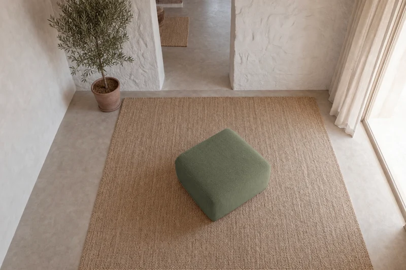 ELIO MINI POUF - Petit velours côtelé