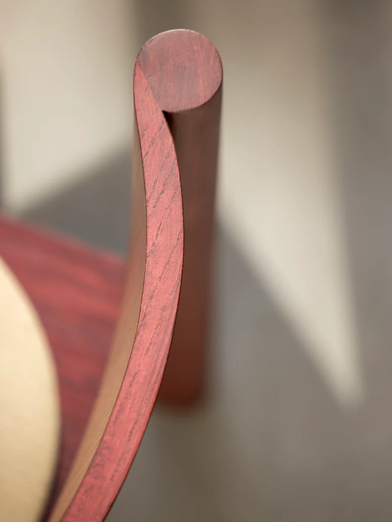 Chaise Paume frêne bordeaux - tissu beige C 3047