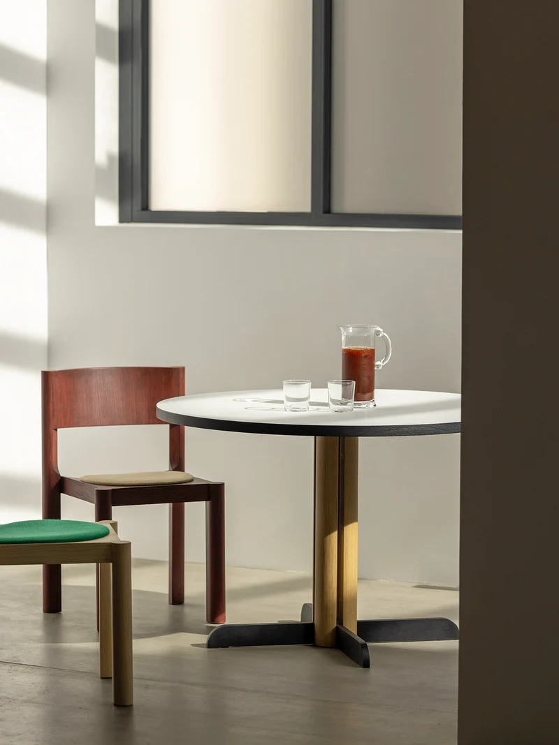 Table de repas Toucan Round blanc - chêne DT1941