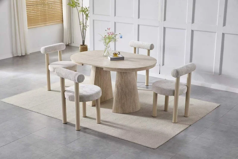 Table de séjour céramique extensible Oriano 100cm couleur travertin