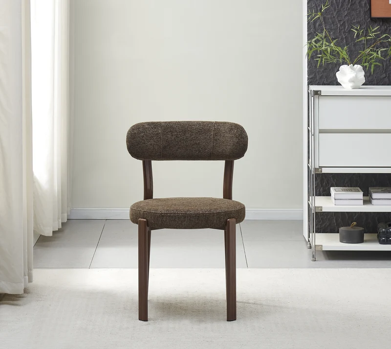 Chaise Naya pied noyer / tissu Marron