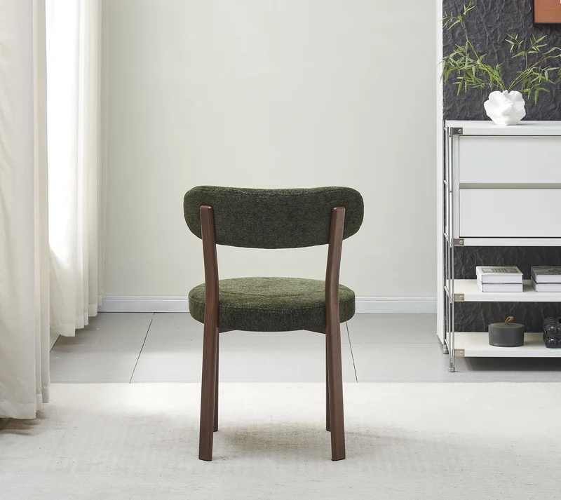 Chaise Naya pied noyer / tissu Vert