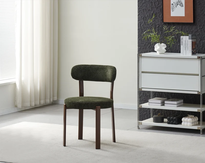 Chaise Naya pied noyer / tissu Vert