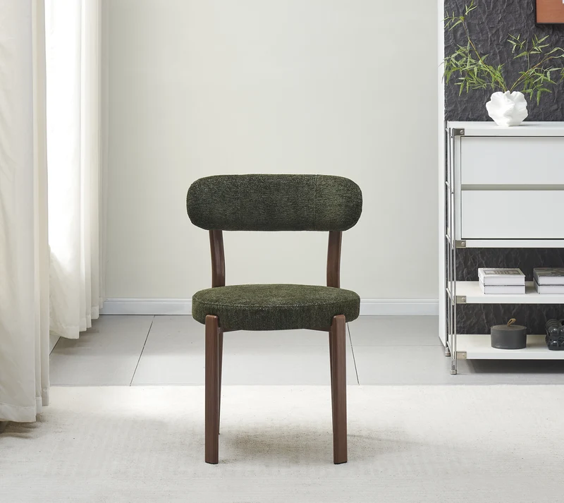 Chaise Naya pied noyer / tissu Vert