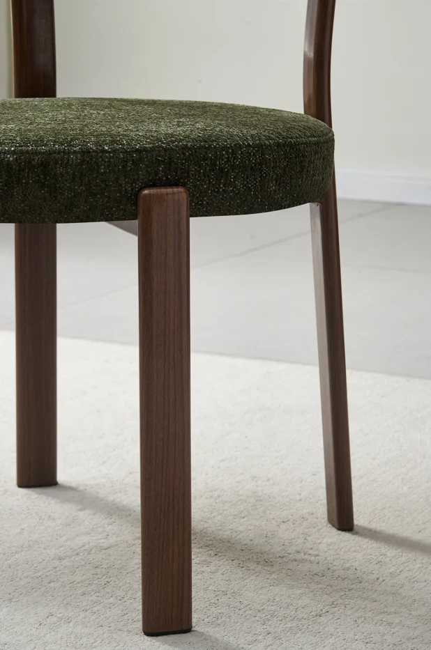 Chaise Naya pied noyer / tissu Vert
