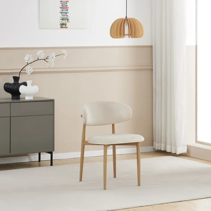 Chaise Boheme pieds couleurs hêtre tissu velours