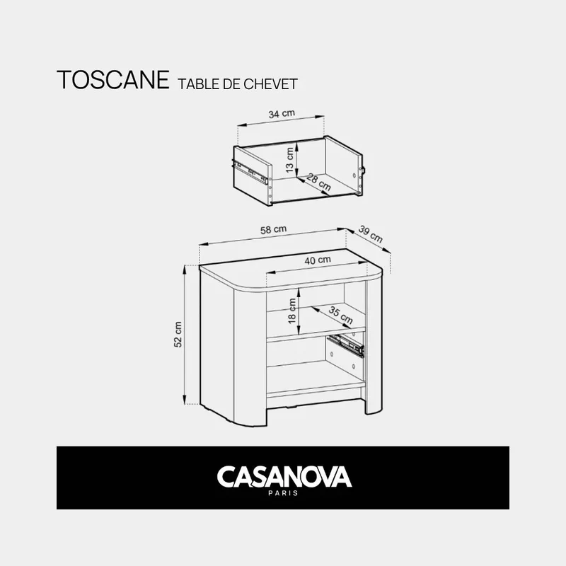 LOT TOSCANE - TABLE DE CHEVET