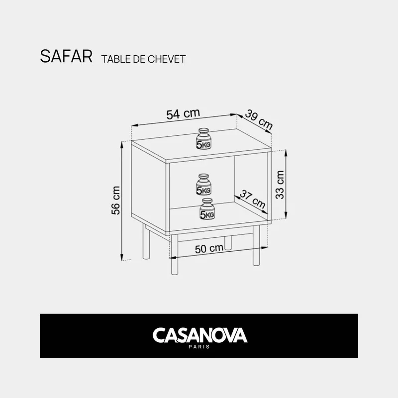 LOT SAFAR - TABLE DE CHEVET