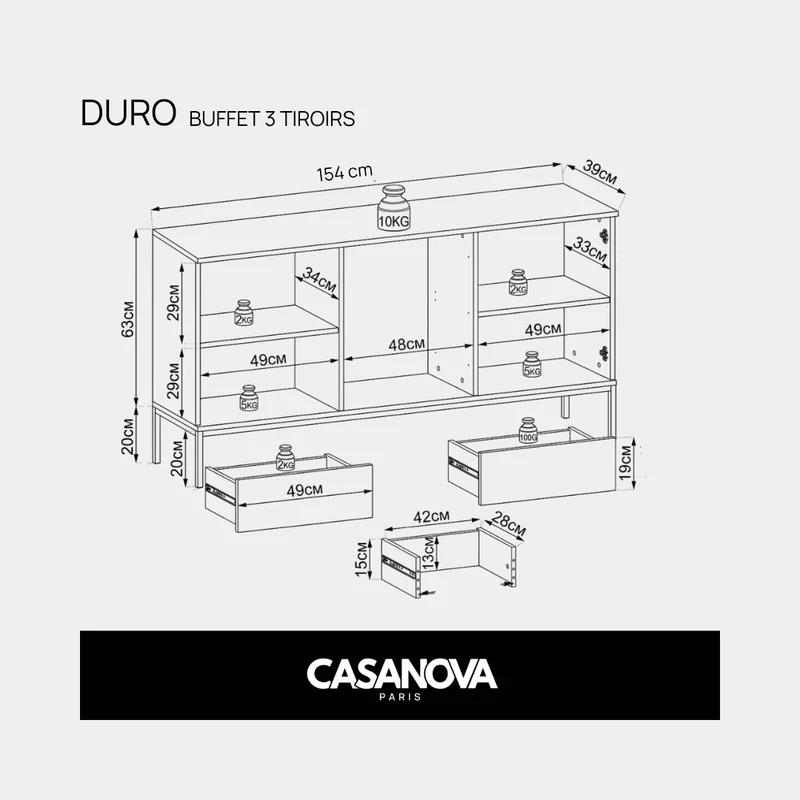 DURO - BUFFET 3 TIROIRS