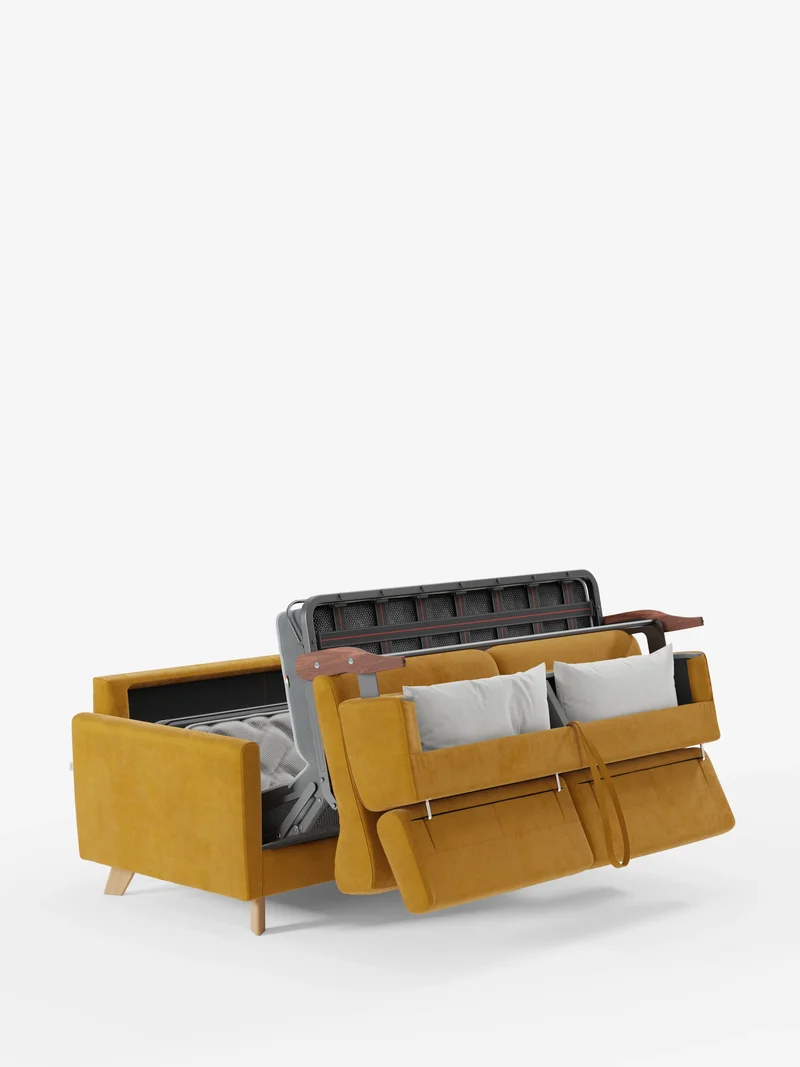 Francy canapé-lit avec appuie-têtes réglables - 100% déhoussable en élégant tissu anti-taches T30