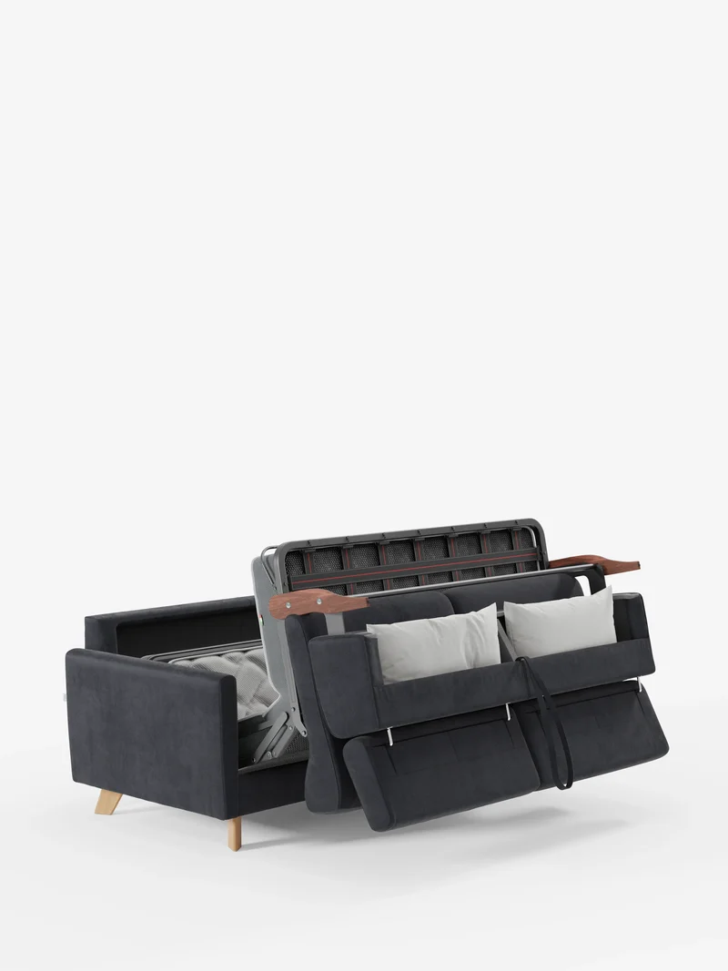 Francy canapé-lit avec appuie-têtes réglables - 100% déhoussable en élégant tissu anti-taches T30