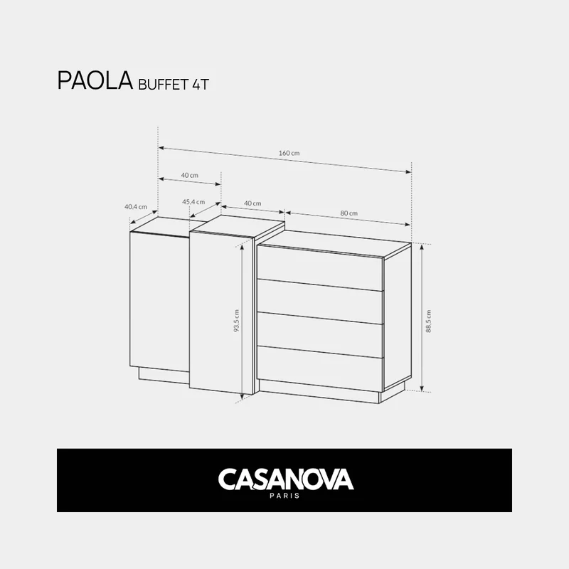 PAOLA - BUFFET 4 TIROIRS