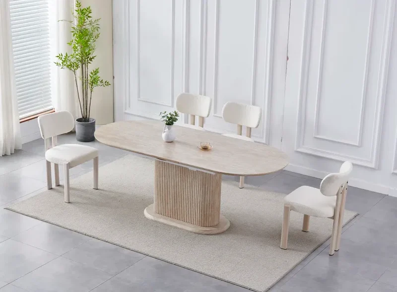 Table à Manger VANESSA – Céramique Travertin – Extensible 160 à 200 cm