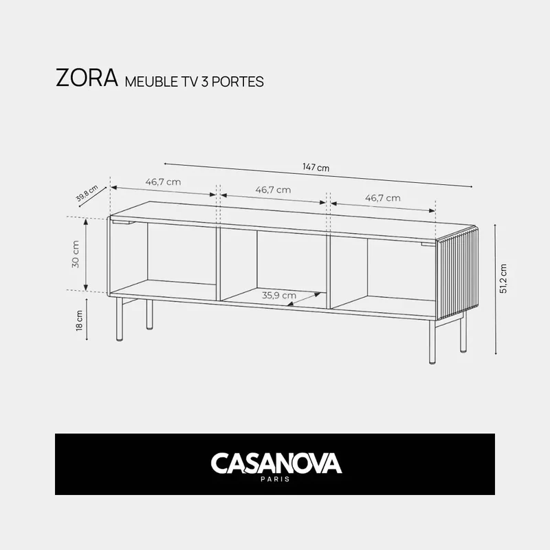 ZORA - MEUBLE TV 3 PORTES
