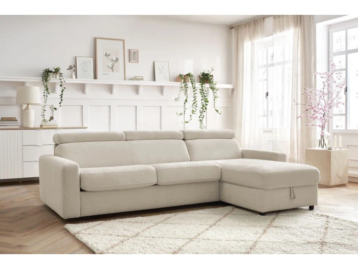 Canapé d'angle convertible BOBOCHIC Monaco beige 160