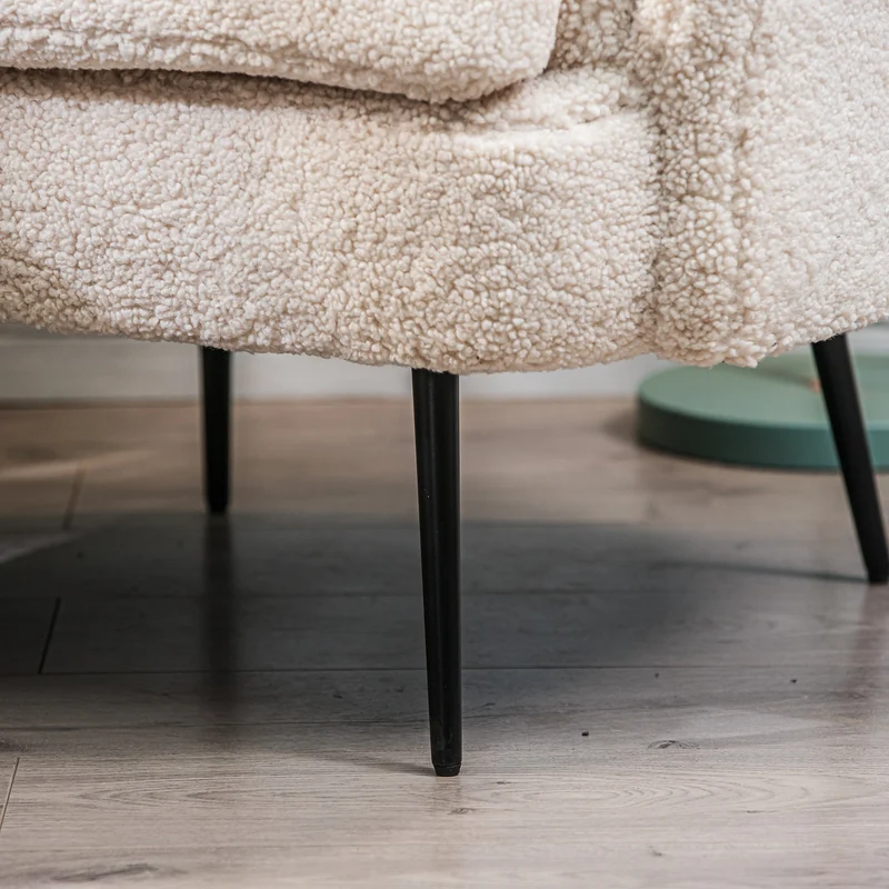 Fauteuil de salon Nordlys en métal et bouclettes blanches DUKE