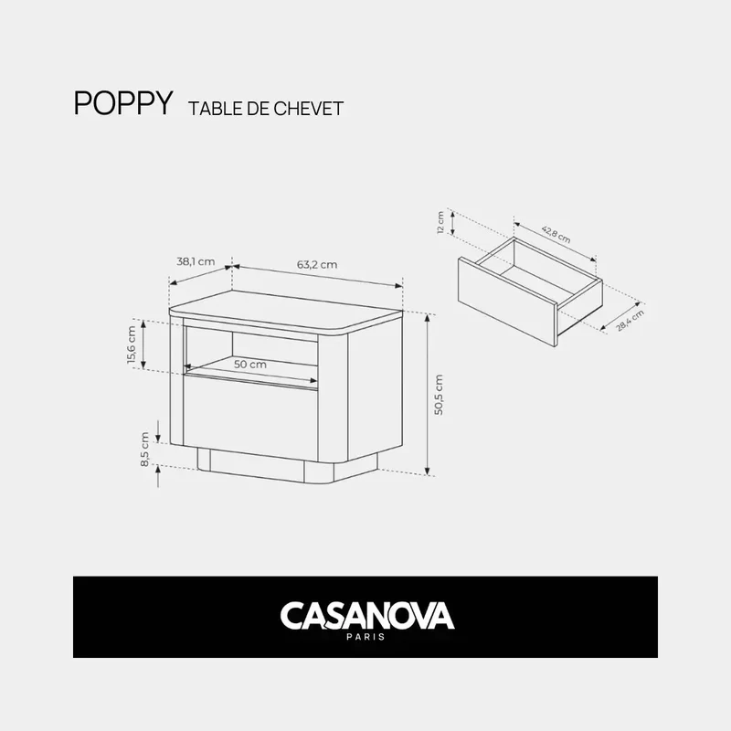 LOT POPPY - TABLE DE CHEVET